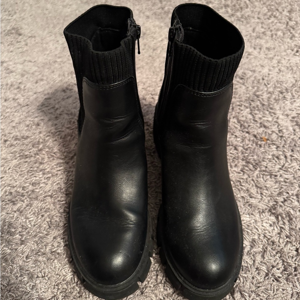 Black Leather Ankle Boots